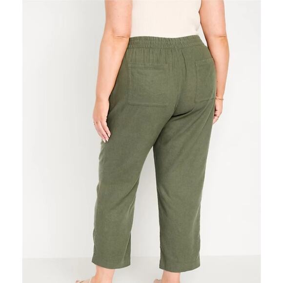 Old Navy Women Wide Leg Linen Pants 3X Green Comfort Waistband Coastal High Rise - Picture 1 of 10